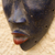 African wood mask, 'Blue Dan' - Rustic Dan-Style African Wood Mask in Blue from Ghana
