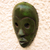 African wood mask, 'Green Dan' - Dan-Style African Wood Mask in Green from Ghana