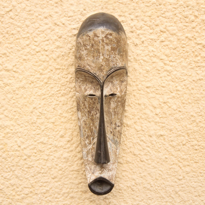 Máscara de madera - Máscara original de madera tallada a mano estilo colmillo