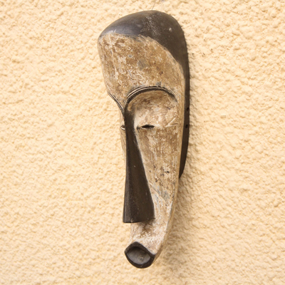 Máscara de madera - Máscara original de madera tallada a mano estilo colmillo