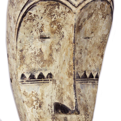 Máscara de madera - Máscara de pared estilo colmillo de madera tallada a mano original
