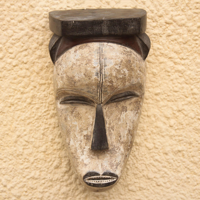 Máscara de madera - Máscara de pared de madera artesanal de Ghana