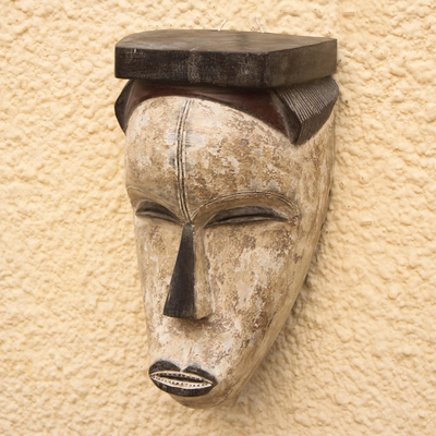 Máscara de madera - Máscara de pared de madera artesanal de Ghana