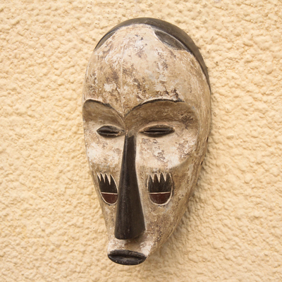 Wood mask, 'Fang Tradition' - Fang Style Hand Carved Wood Wall Mask from Ghana