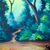 'Back Home I' - Signed Expressionist Forest Landscape Painting from Ghana