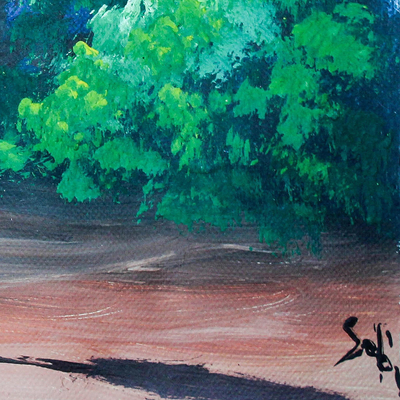 'Through the Forest' - Signed Impressionist Landscape Painting of a Verdant Forest