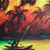 'Puesta de sol en África' - Pintura de palmera expresionista firmada de Ghana