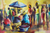 'Market Day Today' - Pintura impresionista firmada de la escena del mercado de Ghana