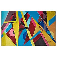 'Classicals' - Signed Modern Abstract Painting by a Ghanaian Artist