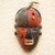 African wood mask, 'Yaka Initiation' - Colorful Wood Mask with Recycled Glass Beads