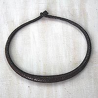 Featured review for Braided leather necklace, Mpusia in Brown