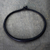 Braided leather necklace, 'Mpusia in Black' - Black Hand-Braided Leather Necklace from Ghana