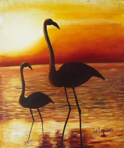 'Together as One' - Signed Acrylic on Canvas Bird Painting