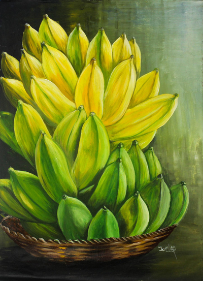 'Offer the Same Support You Give to the Plantain to the Banana' - Signed Realist Still Life Painting of Plantains from Ghana