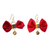 Cotton dangle earrings, 'Lovely Ties' - Red Bow Earrings with Brass Hooks from Ghana thumbail