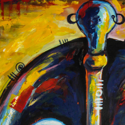 'Queen of the African Mask' - Signed Expressionist Painting of an African Mask from Ghana
