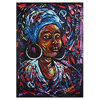 'Color of My Soul' - Expressionist Portrait Painting of an African Woman