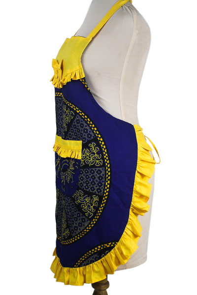 Cotton apron, 'Cook's Choice' - All Cotton Ruffled Apron from Ghanaian Artisan