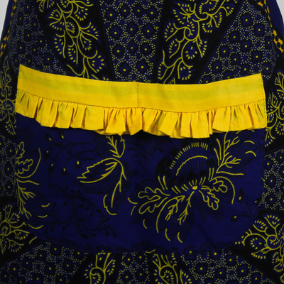 Cotton apron, 'Cook's Choice' - All Cotton Ruffled Apron from Ghanaian Artisan