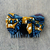 Cotton hair comb, 'Blue Foliage' - Blue and Caramel Cotton Bow and Recycled Plastic Hair Comb