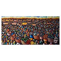 'Market Profile' - Acrylic on Canvas Large Market Scene Painting