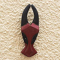 Afrikanische Holzmaske, „Abeokuta“ – handgeschnitzte Ofram-Holzmaske