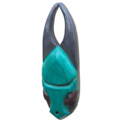 Máscara de madera africana, 'Yaa Asantewaa' - Máscara de madera de Ofram africana tallada a mano