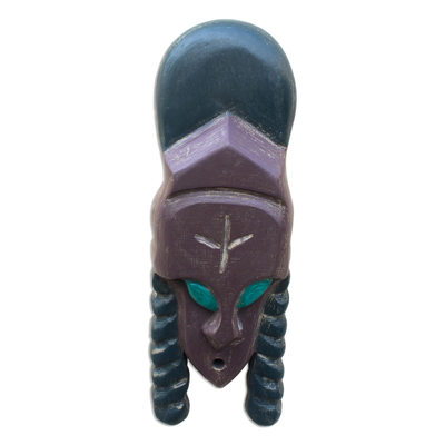 African wood mask, 'Queen Amina' - Ofram Wood Hand Carved African Mask
