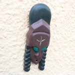 African wood mask, 'Queen Amina' - Ofram Wood Hand Carved African Mask