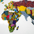 'World Map I' (2020) - Collage de mapas originales multicolores de Ghana