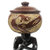 Decorative wood jar, 'Worried Man' - Ghanaian Carved Wood Decorative Lidded Pot