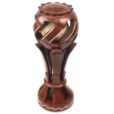 Wood sculpture, 'Destiny Cannot Be Changed' - Hand Carved Trophy Style Wood Sculpture