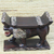 Wood throne ottoman, 'A Lion's Courage' - West African Lion Theme Throne Ottoman