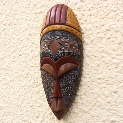 Afrikanische Holzmaske - Ofuntum Holzmaske tapferer König Westafrika