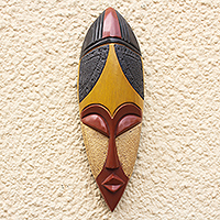 Máscara africana de madera y aluminio, 'Dios es bueno' - Máscara africana de madera y metal hecha a mano