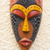 Máscara africana de madera y aluminio - Máscara Africana Tallada a Mano en Negro, Marrón y Amarillo