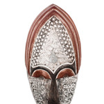 African wood mask, 'Peace Time' - West African Wood Mask with Aluminum Accent Original Design