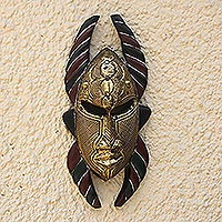 African wood and brass mask, 'Sikakokor'