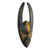 African wood and brass mask, 'Sanufu Horns' - Embossed Brass and Wood African Mask