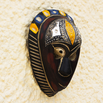 African wood mask, 'Hausa Love' - West African Handmade Wood Mask