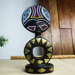 Beaded wood fertility doll, 'Akan Ashanti Doll II' - West African Beaded Wood Fertility Doll Statuette