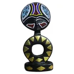 Beaded wood fertility doll, 'Akan Ashanti Doll II' - West African Beaded Wood Fertility Doll Statuette