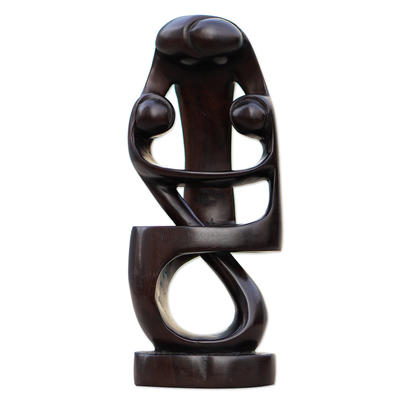 Ebony wood statuette, 'Monarch Mother' - Hand Carved Ebony Wood Statuette from Africa