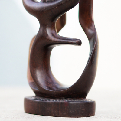 Ebony wood statuette, 'Embrace Me' - Handmade Ebony Wood Statuette from West Africa