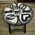 Wood folding table, 'Adinkra Elephant' - Hand Carved Adinkra Symbol Sese Wood Folding Table (image 2) thumbail
