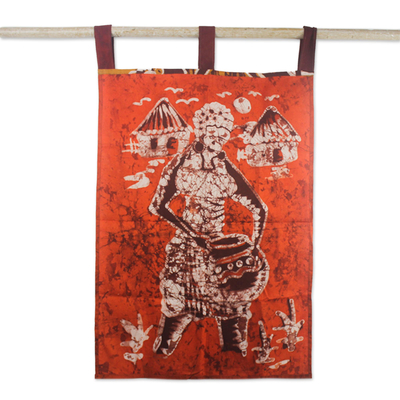 Cotton batik wall hanging, 'Love' - One-of-a-Kind West African Cotton Batik Wall Hanging