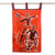Batik-Wandbehang aus Baumwolle, „Tradition“ – Batik-Wandbehang mit Musikmotiv in Orange und Braun