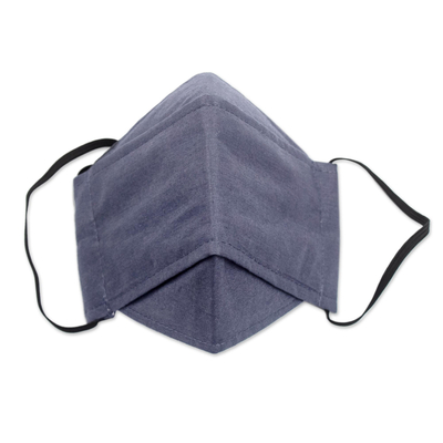 Cotton face mask, 'Ghanaian Grey' - Handcrafted Double Layer Solid Grey Cotton  Face Mask
