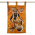Cotton batik wall hanging, 'A Woman Fetching Water' - Orange and Brown Batik Wall Hanging