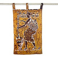 Cotton batik wall hanging, 'Sweet Mother I' - West African Cotton Batik Wall Hanging